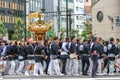 2017 05 28. SHINJUKU TOKYO JAPAN. People are carrying a portable shrine on their shoulders and walking around shinjuku city.