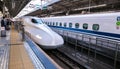 Shinkansen bullet train at JR Kyoto Station. Royalty Free Stock Photo