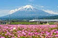 Shinkansen bullet train at Mountain Fuji