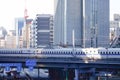 Shinkansen Bullet Train running on rail track at Tokyo, Japan Royalty Free Stock Photo