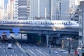 Shinkansen Bullet Train running on rail track at Tokyo, Japan Royalty Free Stock Photo