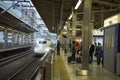 Shinkansen N700 arrive to platform Royalty Free Stock Photo