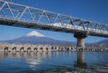 Shinkansen with view of mountain fuji Royalty Free Stock Photo