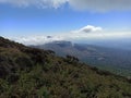 shinmoedake fuming volcanic crater on the trail to karakunidake