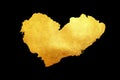 Heart / love shape shiny golden texture pattern isolated on black background. Creative abstract
