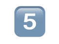 Shinny gradient blue keycap white digit five icon button