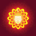 Shinny Lord Buddha silhouette and ornament vector. Lord Buddha Face silhouette Royalty Free Stock Photo