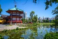 Shinobazu pond and Benten Hall Temple, Ueno, Tokyo, Japan