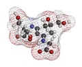 Shinorine sunscreen molecule. 3D rendering. Atoms are represented as spheres with conventional color coding: hydrogen (white),