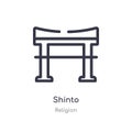 shinto outline icon. isolated line vector illustration from religion collection. editable thin stroke shinto icon on white Royalty Free Stock Photo