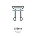 Shinto outline vector icon. Thin line black shinto icon, flat vector simple element illustration from editable religion concept Royalty Free Stock Photo