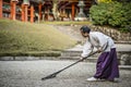 Shinto Priest Attending Zen Garden