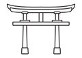 Shinto shrine gate or torii line art icon for apps or websites Royalty Free Stock Photo