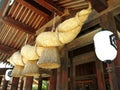 The Sacred Straw Rope on the Prayer Hall of Izumo Grand Shrine (Ã¥â¡ÂºÃ©âºÂ²Ã¥Â¤Â§Ã§Â¤Â¾Ã¦â¹ÂÃ¦Â®Â¿Ã¦Â³Â¨Ã©â¬Â£Ã§Â¸â) in Shimane, JAPAN Royalty Free Stock Photo