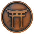 Shinto symbol on the copper metal coin