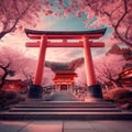 Shinto temple and torii gate in Japan