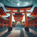 Shinto temple and torii gate in Japan