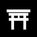 Shintoism vector icon. shinto symbol on black background