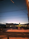 Shintoku station view from across the road during sunset Royalty Free Stock Photo