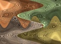 Abstract blurry metal background with copper, green, gold and brown