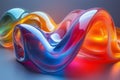 Shiny abstract 3d shapes, render Modern holographic iridescent neon curved wave on dark background infinity by generative ai