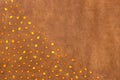 Shiny amber gems on textured leather background Royalty Free Stock Photo