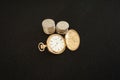 Gold pocketwatch double hunter case with coins