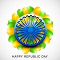 Shiny Ashoka Wheel for celebrating Happy Indian Republic Day.