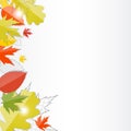 Shiny Autumn Natural Leaves Background. Vector