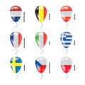 Balloons with Countries flags set Royalty Free Stock Photo