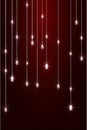 Shiny baubles, sparkles and chains on a dark red background. Vertical illustration Royalty Free Stock Photo