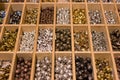 Shiny beads of different colors for crafts and homemade jewellery