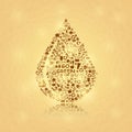 Shiny Big Water Drop Icon on Yellow Background Royalty Free Stock Photo