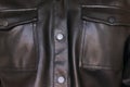 Shiny black faux leather blouse with buttons
