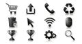 Shiny Black Icons Collection Representing Modern Technology and Everyday Functionality Royalty Free Stock Photo