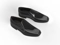 Shiny black leather moccasins with white stitching Royalty Free Stock Photo