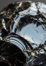 Shiny black obsidian rock with a glassy, smooth surface and sharp edges. The texture Royalty Free Stock Photo
