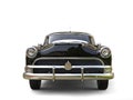 Shiny black restored vintage car - front view Royalty Free Stock Photo