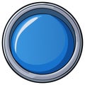 Shiny Blue Button Cartoon Style with Silver Border Illustration Rounded Web Element Royalty Free Stock Photo
