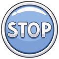 Shiny blue cartoon stop button icon with a glossy finish and white text Royalty Free Stock Photo