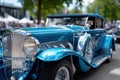 Shiny Blue Classic Car Close Up View Royalty Free Stock Photo
