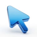 Shiny blue computer mouse cursor icon on white background Royalty Free Stock Photo