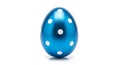 Shiny Blue Easter Egg with White Dots on White Background Royalty Free Stock Photo