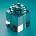 Shiny Blue Gift Box with Bow Royalty Free Stock Photo