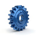 Shiny blue metallic gear with interlocking teeth and central hole Royalty Free Stock Photo