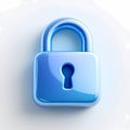 Blue Padlock Icon 3d Rendering Security Concept