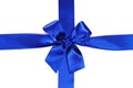 Shiny blue satin ribbon and bow Royalty Free Stock Photo