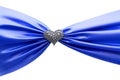 Shiny blue satin ribbon and diamond heart. Royalty Free Stock Photo