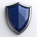 Shiny Blue Shield with Silver Border on White Background Illustration Royalty Free Stock Photo