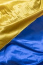 Shiny blue and yellow satin fabrics like the colors of the flag of Ukraine